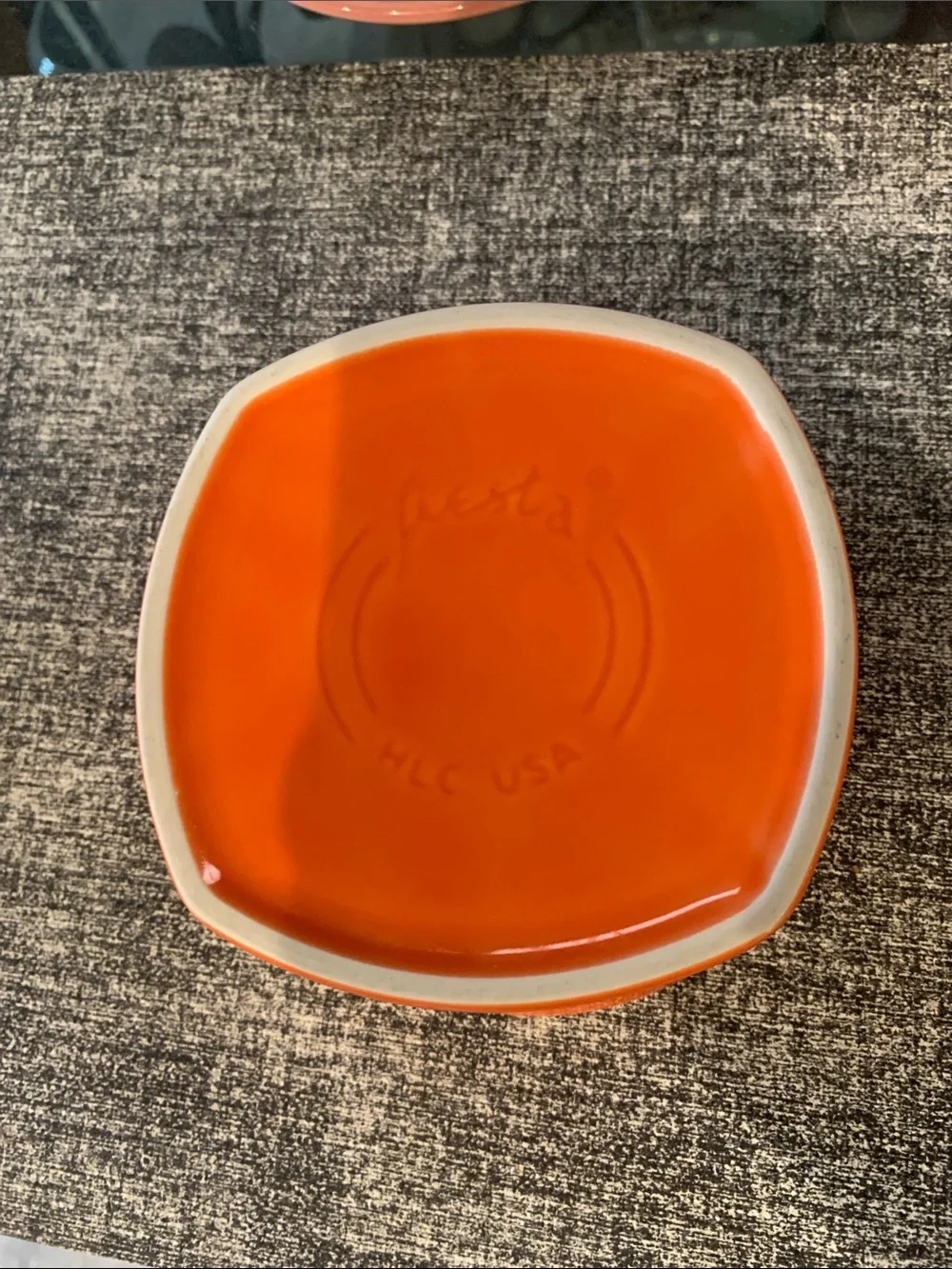 Fiesta Gusto Bowl Persimmon Retired Color Square Bottom Made in USA